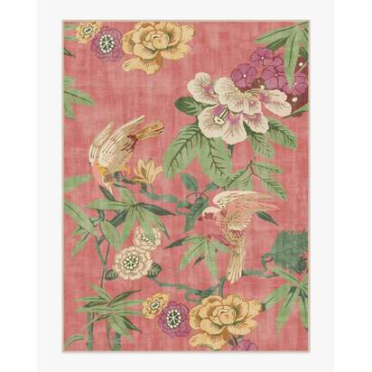 Bamboo & Bird Blossom Pink Flatwoven Rug by Sanderson - 275 x 365 cm - Rug + Pad System