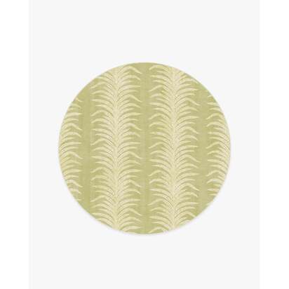 Tree Fern Matcha Green Flatwoven Rug by Sanderson - 185 Round cm - Rug + Cushioned Pad System