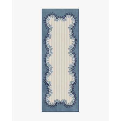 Oxbow Indigo Flatwoven Rug by Sanderson - 75 x 215 cm - Rug + Cushioned Pad System