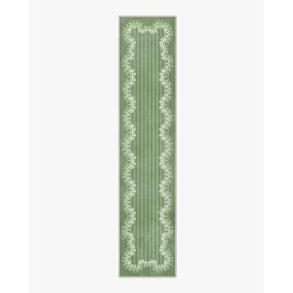 Oxbow Botanical Green Flatwoven Rug by Sanderson - 75 x 365 cm - Rug + Pad System