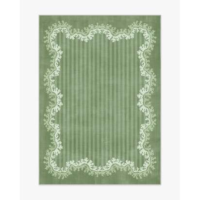 Oxbow Botanical Green Flatwoven Rug by Sanderson - 150 x 215 cm - Rug + Pad System