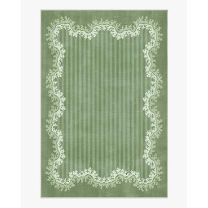 Oxbow Botanical Green Flatwoven Rug by Sanderson - 200 x 290 cm - Rug + Pad System