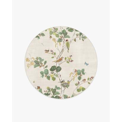 Woodland Chorus Fawn Flatwoven Rug by Sanderson - 185 Round cm - Rug + Cushioned Pad System