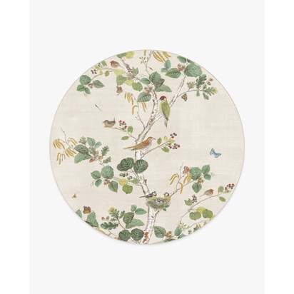Woodland Chorus Fawn Flatwoven Rug by Sanderson - 245 Round cm - Rug + Cushioned Pad System