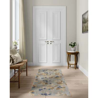 Rubus Azure & Fawn Flatwoven Rug by Sanderson - 185 Round cm - Rug + Pad System
