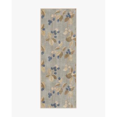 Rubus Azure & Fawn Flatwoven Rug by Sanderson - 75 x 215 cm - Rug + Cushioned Pad System