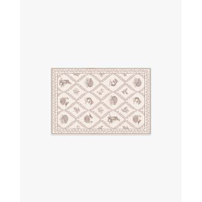 Squirrel & Hedgehog Fawn Flatwoven Rug by Sanderson - 60 x 90 cm - Rug + Cushioned Pad System