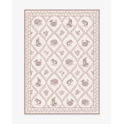 Squirrel & Hedgehog Fawn Flatwoven Rug by Sanderson - 150 x 215 cm - Rug + Cushioned Pad System