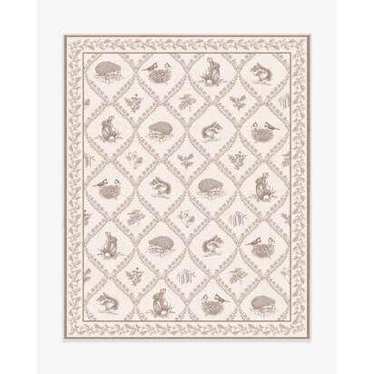 Squirrel & Hedgehog Fawn Flatwoven Rug by Sanderson - 245 x 305 cm - Rug + Cushioned Pad System