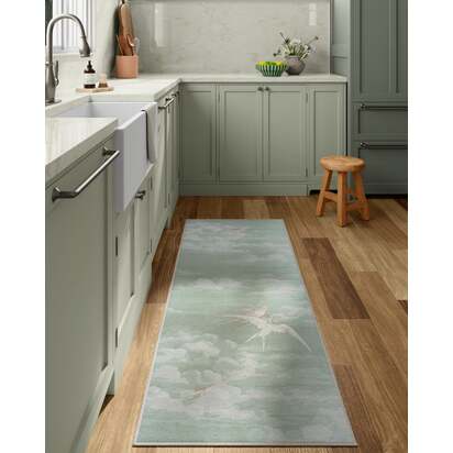 Silvi Clouds Seaspray Flatwoven Rug by Sanderson - 200 x 290 cm - Rug + Pad System