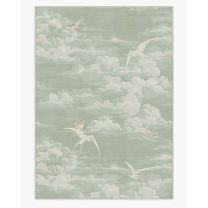 Silvi Clouds Seaspray Flatwoven Rug by Sanderson - 305 x 425 cm - Rug + Pad System