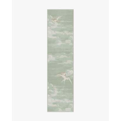 Silvi Clouds Seaspray Flatwoven Rug by Sanderson - 75 x 305 cm - Rug + Cushioned Pad System