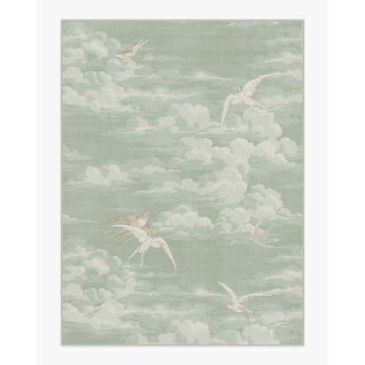 Silvi Clouds Seaspray Flatwoven Rug by Sanderson - 275 x 365 cm - Rug + Cushioned Pad System