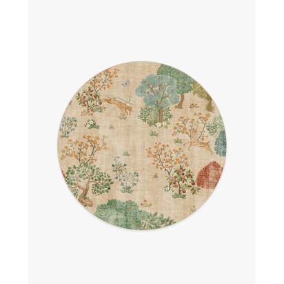 Pamir Garden Fern Flatwoven Rug by Sanderson - 185 Round cm - Rug + Pad System