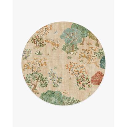 Pamir Garden Fern Flatwoven Rug by Sanderson - 245 Round cm - Rug + Cushioned Pad System