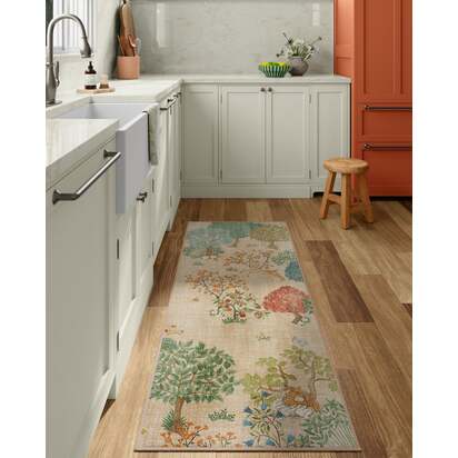 Pamir Garden Fern Flatwoven Rug by Sanderson - 245 Round cm - Rug + Cushioned Pad System