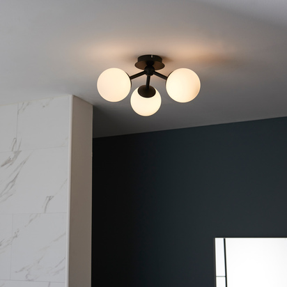 Pulsa Bathroom 3 Ceiling Light Black 175x395mm