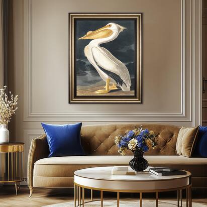 White Pelican Framed Canvas 850x30x1050mm