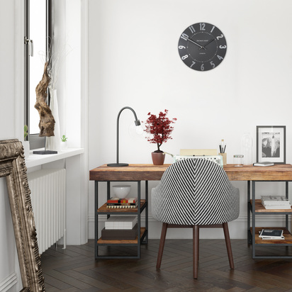 Arlo Wall Clock Graphite Silver 12in  - 12 Inch