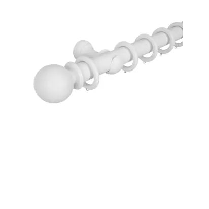 John Lewis Wooden Curtain Pole, Dia.35mm White | H6 x W6 x D165cm