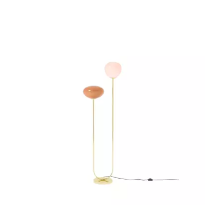 MADE Adrienne Glass Shades Floor Lamp, Pink Pink | H153 x W40 x D26.50cm