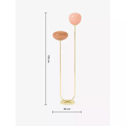 MADE Adrienne Glass Shades Floor Lamp, Pink Pink | H153 x W40 x D26.50cm