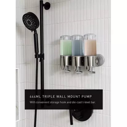 Simplehuman Wall Mounted Shower Soap Pump Dispenser, Triple Grey | H24.50 x W32 x D9.40cm