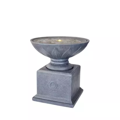 Ivyline Kew Bowl Plinth Water Feature, Grey Grey | H127 x W78.80 x D78.80cm