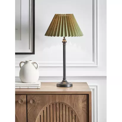 John Lewis Pleated Tapered Cotton Lampshade, Avocado Avocado | 18cm x 30cm x 30cm