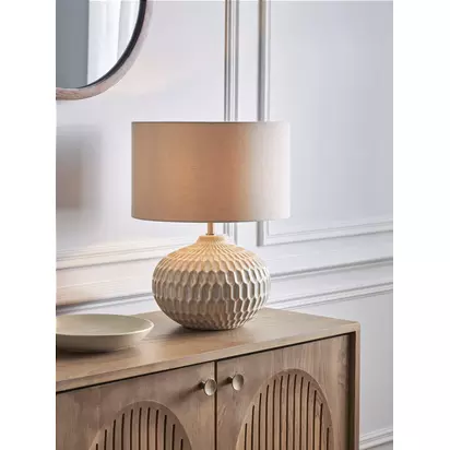 John Lewis Textured Ceramic Table Lamp, White Wash White Wash | H50.50 x W38.50 x D38.50cm