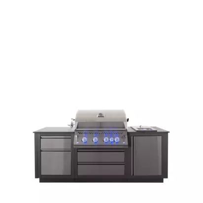 Napoleon Oasis Compact Stainless Steel Outdoor Kitchen with 6-Burner Gas BBQ Stainless Steel | H129 x W225 x D83cm