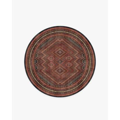 Kaden Amber Red Flatwoven Rug - 185 Round cm - Rug + Pad System