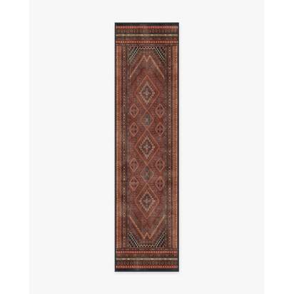 Kaden Amber Red Flatwoven Rug - 75 x 305 cm - Rug + Cushioned Pad System