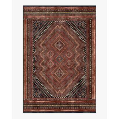 Kaden Amber Red Flatwoven Rug - 185 x 275 cm - Rug + Cushioned Pad System