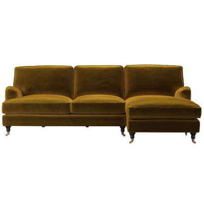 Bluebell Removable Cover Large RHF Chaise Sofa in Nefertiti Gold Cotton Matt Velvet