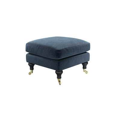 Bluebell Removable Cover Small Square Footstool in Portland Blue Brushstroke