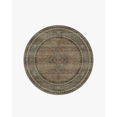 Rowan Stone & Soft Clay Flatwoven Rug - 185 Round cm - Rug + Cushioned Pad System