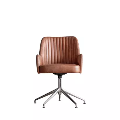 Gallery Direct Fresno Swivel Chair, Antique Ebony Vintage Brown | 61.50cmx85.50cmx64.00cm