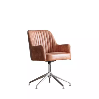 Gallery Direct Fresno Swivel Chair, Antique Ebony Vintage Brown | 61.50cmx85.50cmx64.00cm