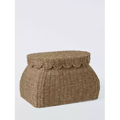 John Lewis Seagrass Scallop Edge Trunk, Greige Griege | H38 x W60 x L40cm
