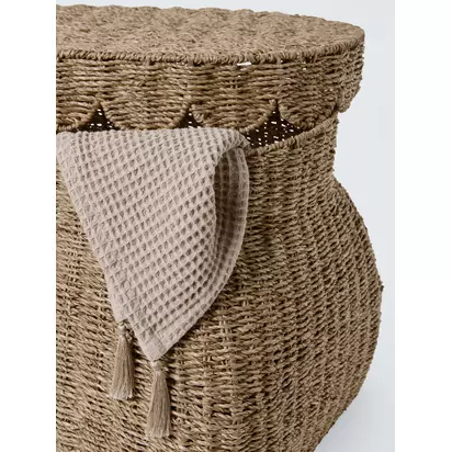 John Lewis Seagrass Scallop Edge Trunk, Greige Griege | H38 x W60 x L40cm