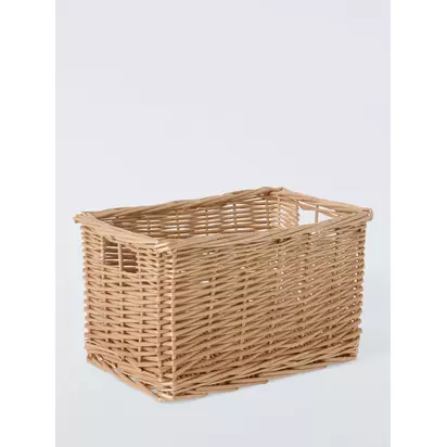 John Lewis Woven Willow Basket, Light Natural, Small Light Natural | H18xW30xD20cm
