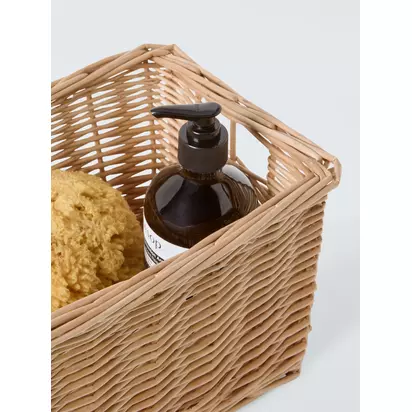 John Lewis Woven Willow Basket, Light Natural, Small Light Natural | H18xW30xD20cm