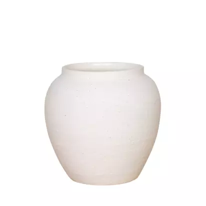 Floralsilk Zen Ceramic Vase, H22cm, White White | H22 x W20 x D20cm