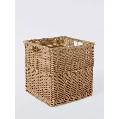 John Lewis Square Woven Willow Basket, Light Natural, Large Light Natural | H34.5xW34.5xD34.5cm
