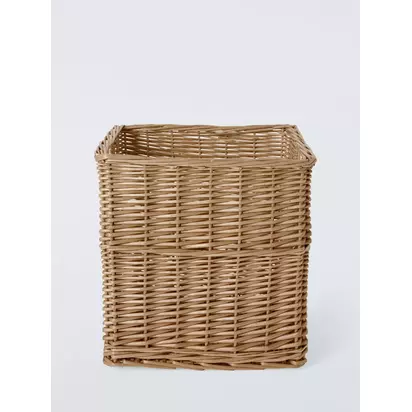 John Lewis Square Woven Willow Basket, Light Natural, Large Light Natural | H34.5xW34.5xD34.5cm