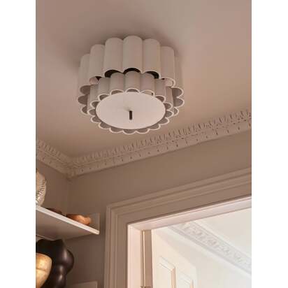 Folia - scalloped natural linen flush pendant