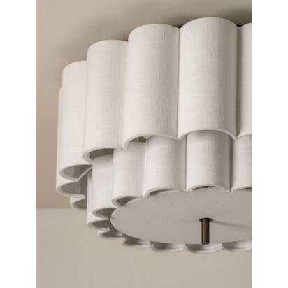 Folia - scalloped natural linen flush pendant