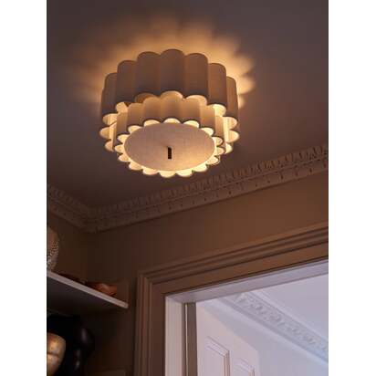 Folia - scalloped natural linen flush pendant