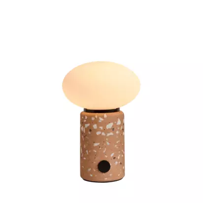 MADE Mirissa Rechargeable Portable Terrazzo Table Lamp, Brown Brown | H25 x W19 x D19cm